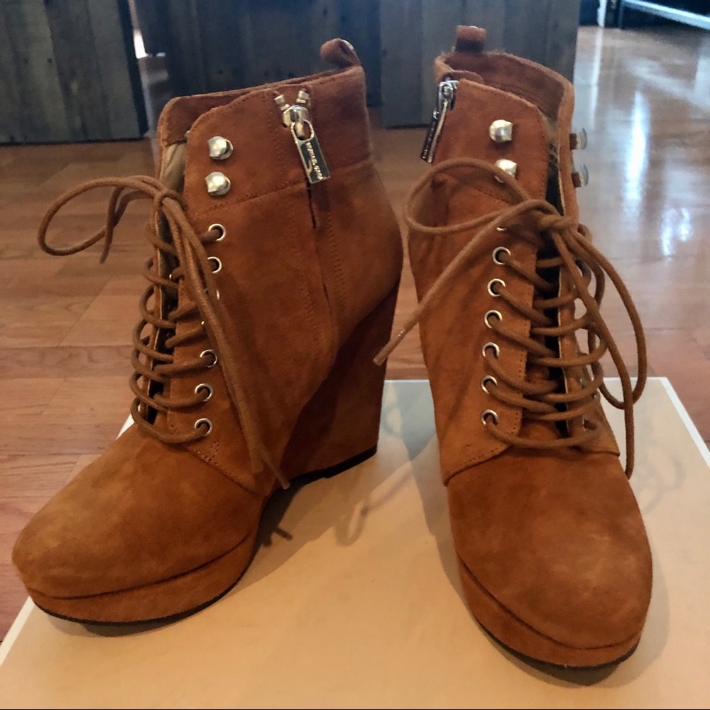Michael Kors Jada Ankle Suede Brown Boots - Picture 3 of 6